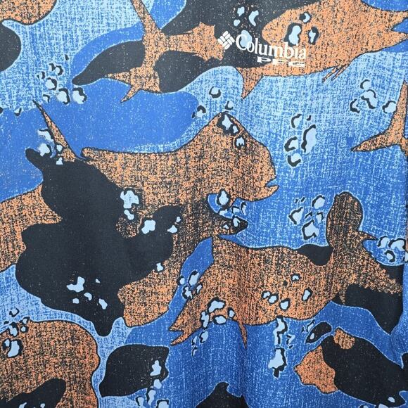 Columbia Men's PFG T-Shirt Long Sleeve Gamefish Camouflage Blue Size XL/ TG - Picture 3 of 10